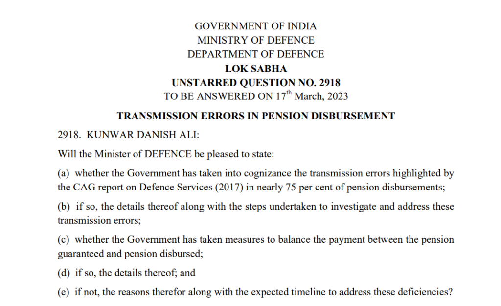 Transmission errors in Pension Disbursement