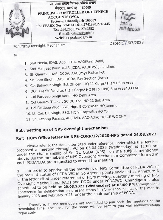 Setting up of NPS oversight mechanism