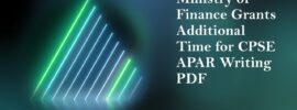 Ministry of Finance Grants Additional Time for CPSE APAR Writing PDF