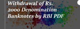 Withdrawal of Rs. 2000 Denomination Banknotes by RBI PDF